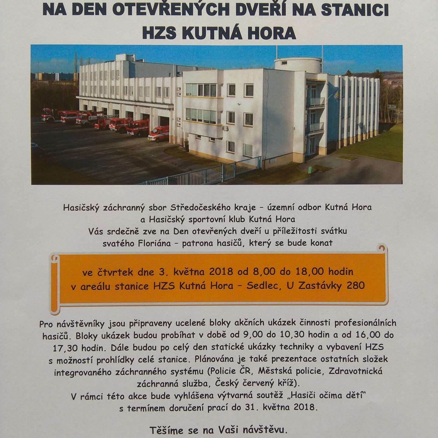 Den otevřených dveří na stanici HZS Kutná Hora