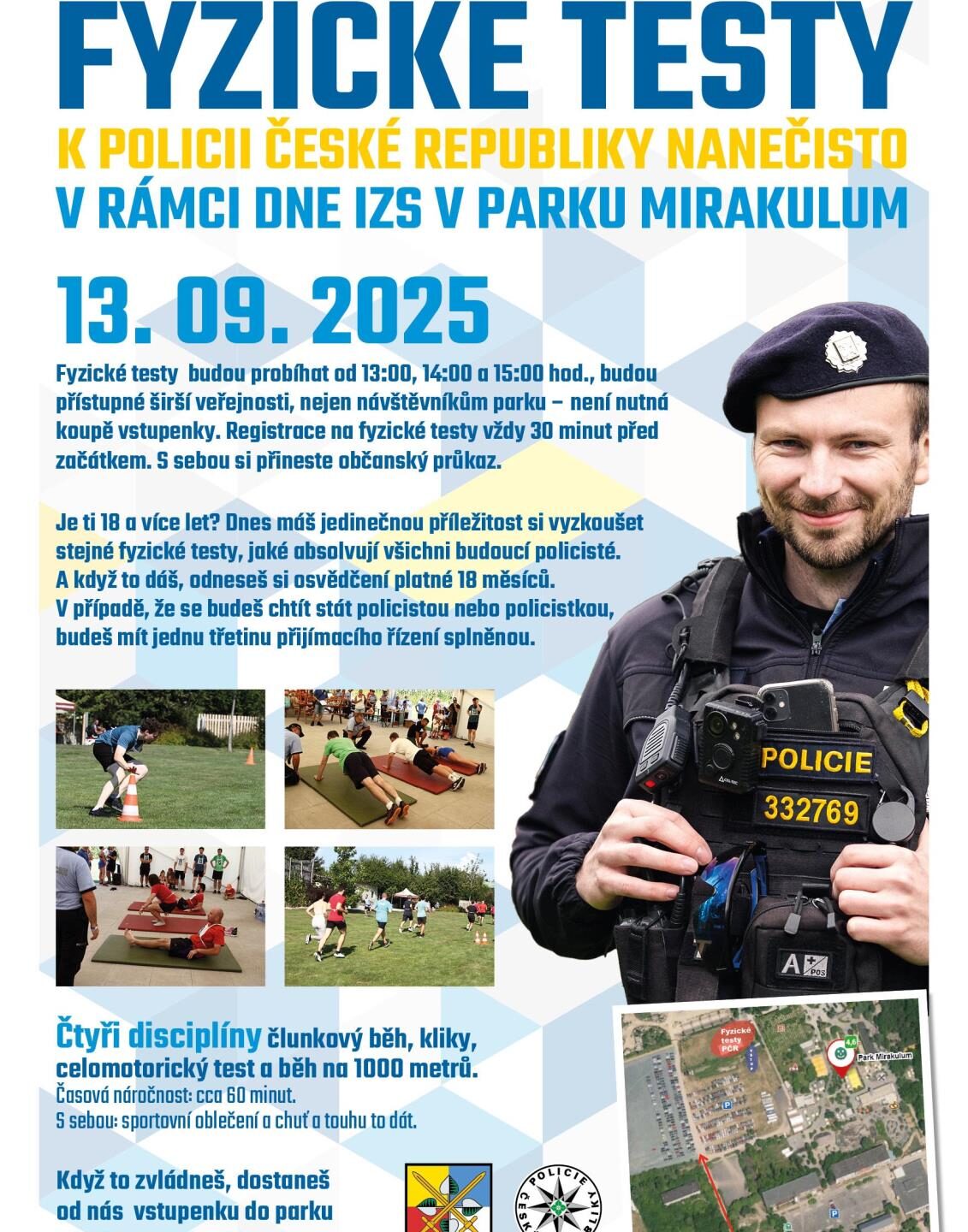 Přijďte si nezávazně vyzkoušet fyzické prověrky k Policii ČR